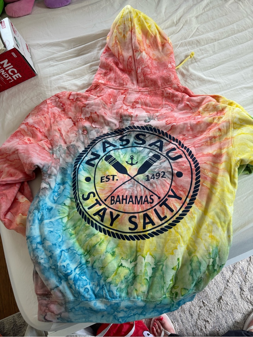 Exist Tie-Dye Zip Hoodie - Pink, Orange, Yellow, Green, Blue